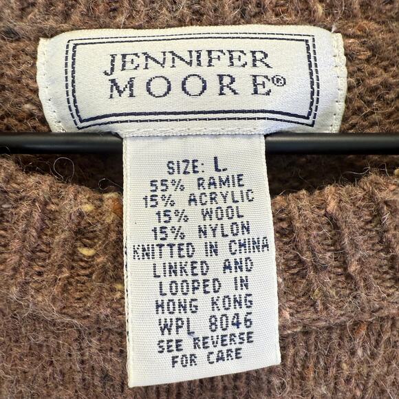 VTG Wool Crewneck Sweater Women's Large Chocolate Brown Jennifer Moore Loop Knit - Picture 3 of 10